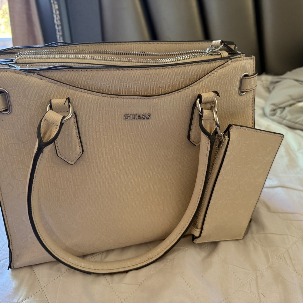 GUESS Beige Satchel with Pouch